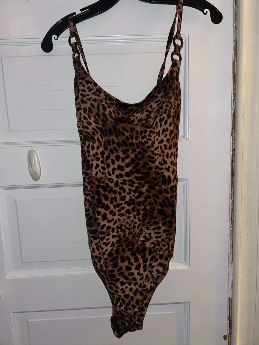 Time and Tru Brown Leopard Print One-Piece Swimsuit
